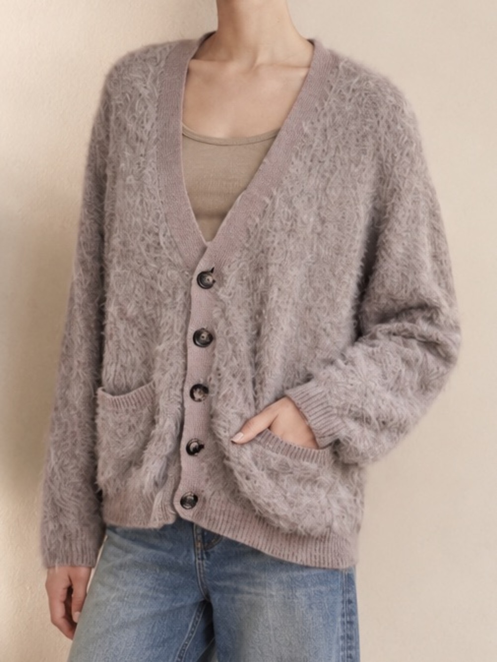 Urban Outfitters Gray Soft Fuzzy Cardigan Sweater Size Medium